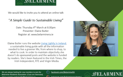 ‘A Simple Guide to Sustainable Living’ with Elaine Butler – 4th March 2021 at 8.00pm